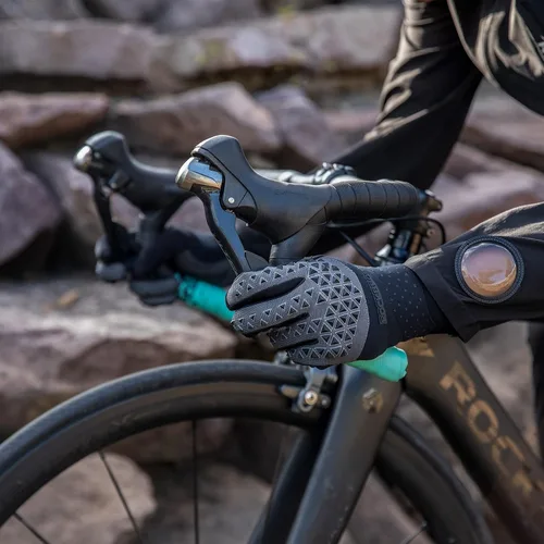 Miniatura 4 de ROCKBROS Guantes antideslizantes para bicicleta de montaña, guantes de ciclismo antideslizantes que absorben los golpes, con espalda en la palma