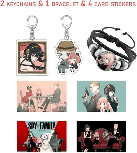 Miniatura 5 de SUGDEN Spy x Family - Juego de artículos de manga para la familia, con cordón, llavero, funda de almohada, pulsera para fanáticos (A)