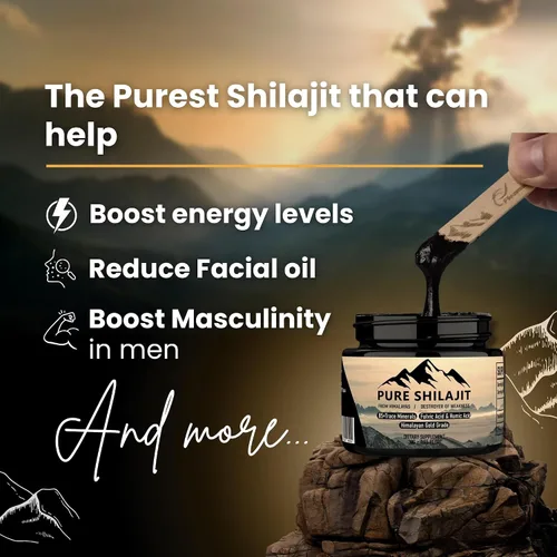 Miniatura 2 de Resina pura del Himalaya Shilajit para hombres y mujeres, suplemento natural orgánico con más de 85 minerales traza + ácido húmico, alta potencia