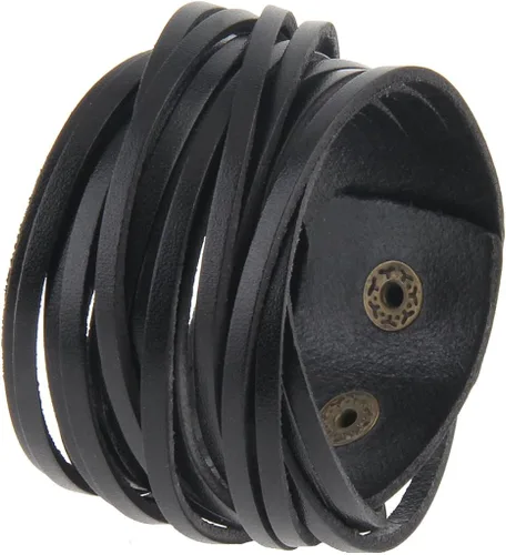 Miniatura 2 de GelConnie - Brazalete de piel, brazaletes trenzados punk, pulseras rock de piel, brazaletes góticos con correa ajustable, para hombre, mujer.