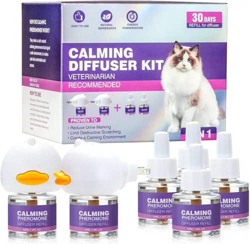 Tcllka Cat Calming Pheromone Diffuser Effectively Relieve Anxiety Stress Cat Calming Diffuser Comfort for Cats Refill Reduce Fighting Spraying and