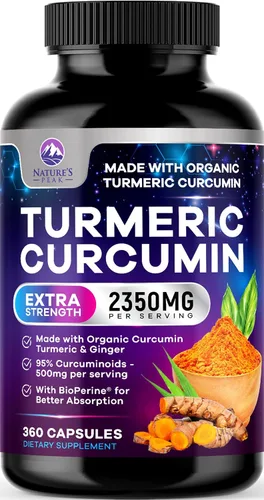 Suplemento de curcumina de cúrcuma – 1750 mg de cúrcuma orgánica por porción – 95% curcuminoides, jengibre y pimienta negra BioPerine para una mejor