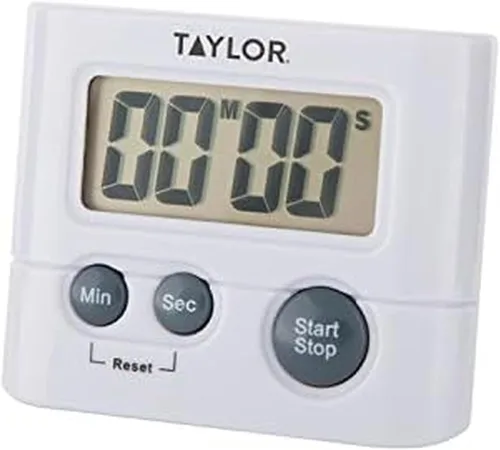 Taylor Temporizador digital con pantalla de 99 minutos y 59 segundos, fácil de usar, diseño compacto blanco para cocina, hornear y necesidades de
