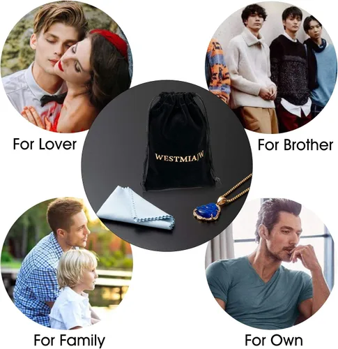 Miniatura 6 de WESTMIAJW Lucky Laughing Buda colgante cadena collares amuleto joyería para hombres, mujeres y niños, 23.6in, Piedra