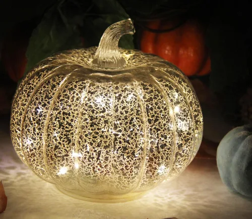 Miniatura 10 de Mercury Glass Pumpkin Light with Timer, with 10 Fairy Lights Inside,Battery Operated Led Pumpkin Light,Ideal for Halloween Fall Decoration