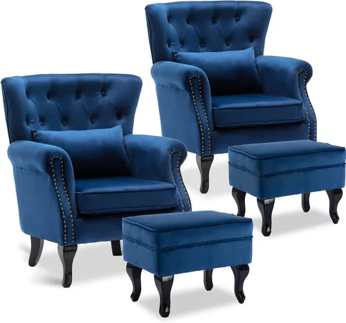 Miniatura 26 de LZAREAL Juego de 2 Sillones de Lectura Accent con Brazos para Sala de Estar, Dormitorio, Sillón de Esquina Cómodo Moderno de Mediados de Siglo, rosa