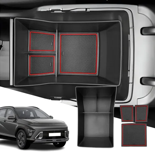 Miniatura 12 de SXCY 2 piezas superiores para Hyundai Kona/Kona EV 2024 2025 2026 Organizador de consola central para Hyundai Kona EV 2024-2026, accesorios