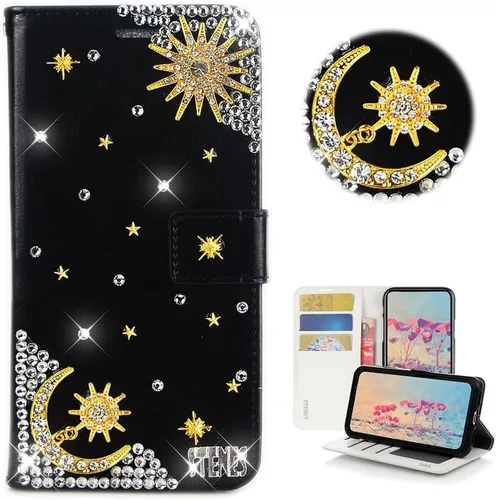Miniatura 42 de Bling - Funda tipo cartera para teléfono compatible con Samsung Galaxy Z Fold 3 5G, elegante, hecha a mano en 3D con cristales y mariposas