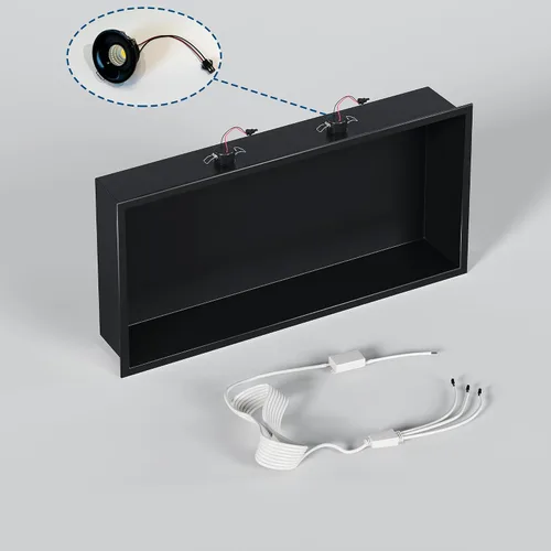Miniatura 6 de Neodrain Nicho de ducha con luz LED no regulable, nicho empotrado integrado de pared para almacenamiento en el baño, no necesita azulejos, nicho