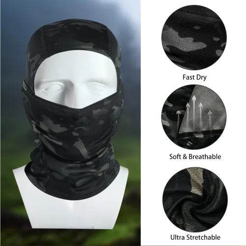 Miniatura 2 de Máscara facial de camuflaje militar, bandana, pasamontañas con capucha para hombres y mujeres, entrenamiento táctico, ciclismo, esquí, caza