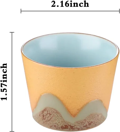 Miniatura 2 de Juego de 3 tazas de té de cerámica, tazas de té japonesas pequeñas, taza de sake de porcelana, juego de té Kung Fu estilo retro (estilo 2#)