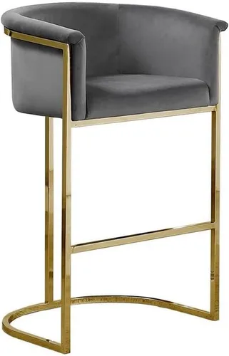 Miniatura 5 de Taburetes de bar para muebles (individual) terciopelo negro con marco de hierro dorado