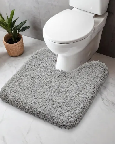 Miniatura 15 de Disolla Alfombra de inodoro en forma de U, color beige, 23 x 24, lavable a máquina, antideslizante, alfombra de piso de inodoro de felpa suave