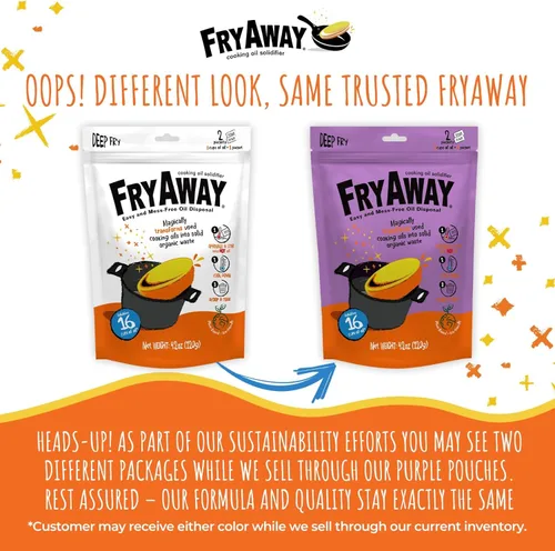 Miniatura 2 de FryAway Polvo solidificador de aceite de cocina de desecho profundo, 100% a base de plantas, solidifica hasta 8 tazas de aceite por uso