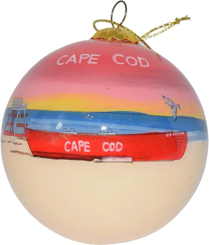 Miniatura 5 de Adorno pintado a mano de Cape Cod Beach & Bird – Decoración de árbol de Navidad colgante de vidrio soplado que muestra escenas costeras de Cape Cod