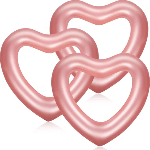 Zhanmai 3 Pcs Inflatable Heart Pool Float 47.3 x 39.4 Inch Swim Heart Shaped Pool Rings for Adults Water Floatie Summer Swimming Tube for Beach Oro