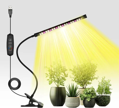 Miniatura 24 de iPower - Lámpara LED de crecimiento con espectro completo para plantas de interior, cuello de cisne ajustable, 2/3 modos de luz y 5/10 niveles rojo