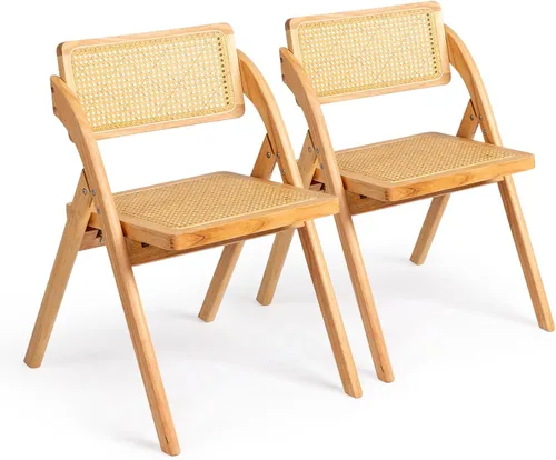 Miniatura 9 de Karl home Sillas de comedor plegables, juego de 2 sillas de comedor apilables, sillas plegables portátiles con cojín para invitados, ideal