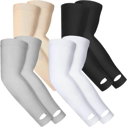Janmercy 4 pares de mangas protectoras para el brazo para piel fina de ancianos protector de piel manga moretones abrasiones brazo manga de