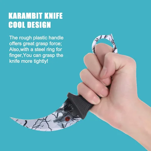 Miniatura 6 de 2 Piezas Cuchillo Karambit de Hoja Fija, Herramienta Táctica de Acampada, Cuchillo de Caza al Aire Libre con Funda y Cordón, Adecuado para Negro