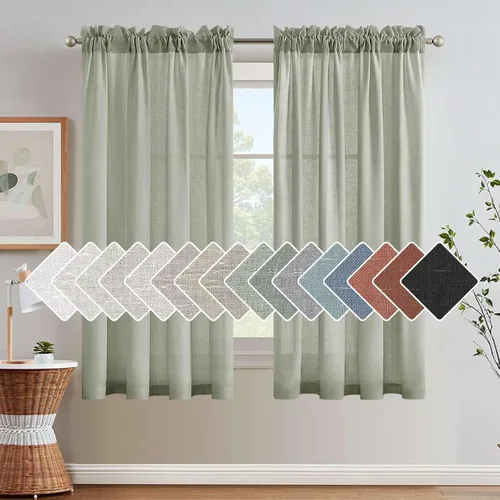 Miniatura 62 de H.VERSAILTEX Cortinas de Lino con Textura Filtradoras de Luz para Tratamiento de Ventanas de Sala de Estar, Cortinas Naturales Duraderas
