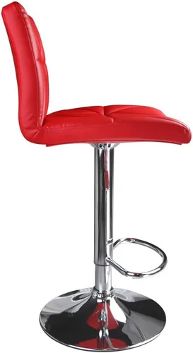 Miniatura 4 de Taburete para barra ajustable hidráulica Leader Accessories con respaldo cuadrado con líneas diagonales (2 unidades), Rojo