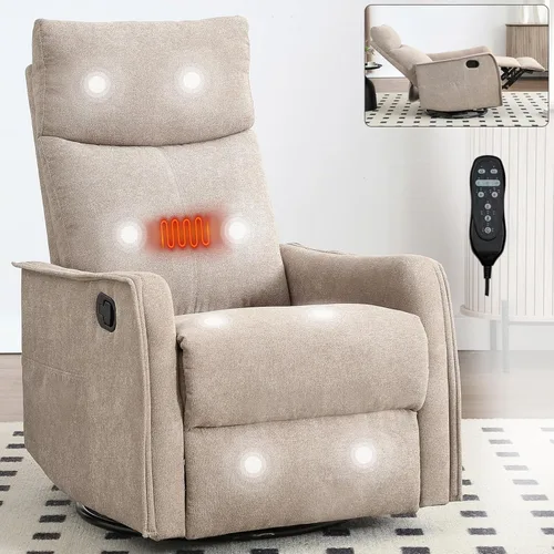 Miniatura 21 de Silla reclinable con masaje y calor, silla reclinable giratoria con respaldo alto, sillones reclinables manuales Lazy Boy para adultos, silla