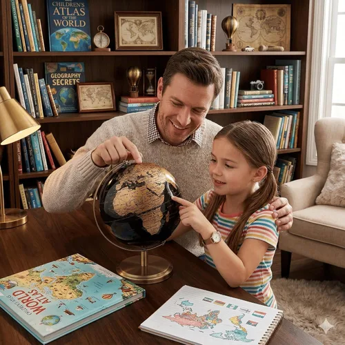Miniatura 3 de Globo del mundo pequeño de 6 pulgadas con soporte de bronce antiguo, decoración de escritorio de tierra negra y dorada para niños y adultos, globo