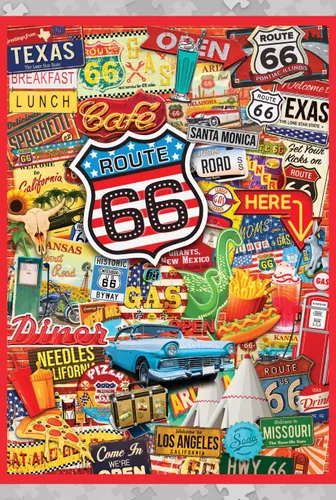 Miniatura 4 de Masterpieces Rompecabezas de 1000 piezas con estuche de lata coleccionable - Route 66 - 11.25"x16.75