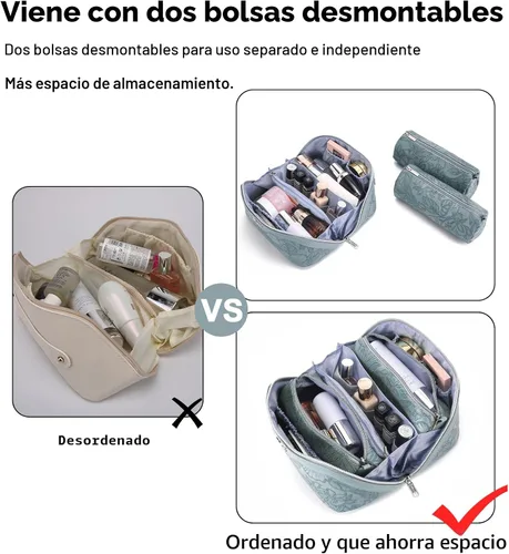 Miniatura 7 de BOYATU Bolsas de maquillaje de viaje Bolsa organizadora de cosméticos: Juego de 3 bolsas de maquillaje de gran capacidad, bolsas de aseo de piel