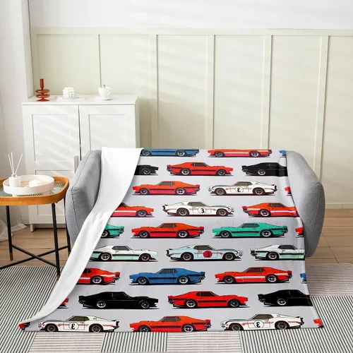 Miniatura 12 de Feelyou Coche de dibujos animados para niños, manta de franela de forro polar para construcción, manta mullida para decoración de camiones, cama