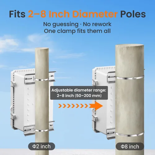 Miniatura 4 de QILIPSU Kits de montaje de poste, soportes de acero inoxidable 304 de 6.9 x 1.9 pulgadas con abrazaderas ajustables de 2 a 8 pulgadas para cajas