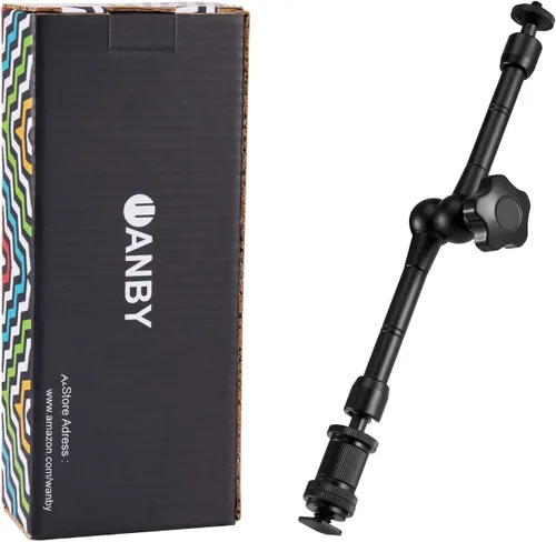 Miniatura 2 de Brazo mágico de fricción articulado de 11 pulgadas ajustable con soporte de zapata caliente Tornillo trípode de 1/4 pulgadas para plataforma