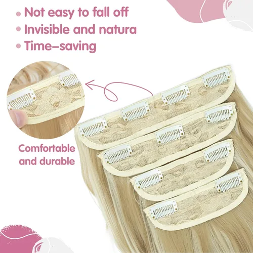 Miniatura 3 de S-noilite 4 extensiones de cabello con clip 2023 mejorado para cabeza completa, extensiones de cabello sintético grueso de doble trama, extensiones