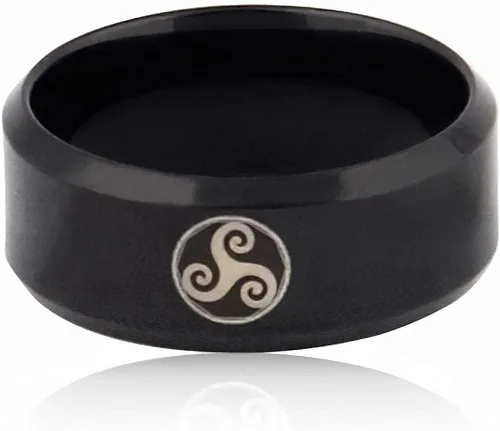 Miniatura 4 de BAVIPOWER Viking Celtic Triskele Triple Espiral Anillo Trinidad Irlandesa Eternidad Sello de Acero Inoxidable Encantadora Joyería de Protección