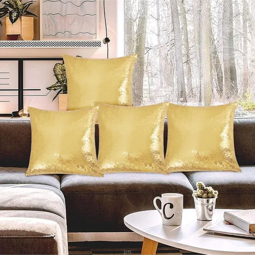 Miniatura 7 de SquarePie Juego de 4 fundas de almohada de lentejuelas de 18 x 18 pulgadas, fundas de almohada decorativas con purpurina dorada brillante