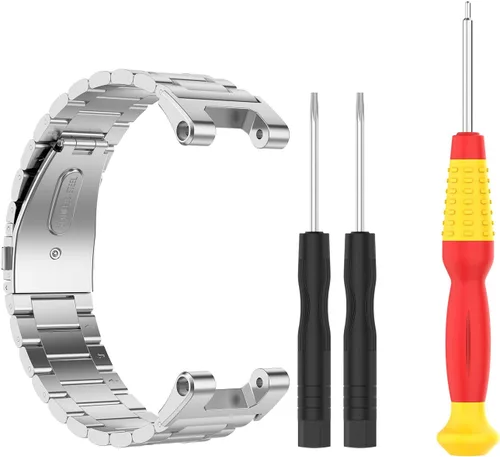 Miniatura 5 de E ECSEM Correa compatible con Amazfit T-Rex/T-Rex Pro, correa de repuesto de metal de acero inoxidable sólido para reloj inteligente Amazfit T-Rex