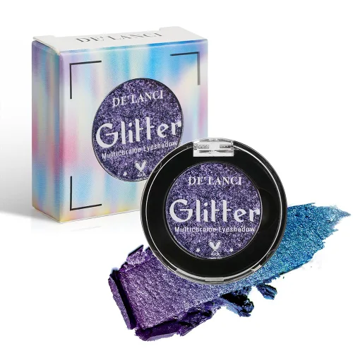 Miniatura 12 de Sombra de ojos verde azulado, paleta de sombras de ojos con purpurina multicromada altamente pigmentada con cambio de verde azulado a azul dorado