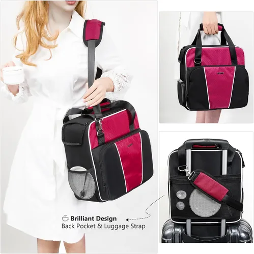 Miniatura 5 de BAGSPRITE Bolsa de viaje para cafetera Keurig K-Express y K-Iced con múltiples bolsillos, correa para el hombro y asa superior, compatible