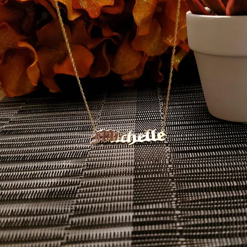 Miniatura 3 de Fuente antigua en inglés de oro macizo de 14 quilates, collar personalizado con nombre personalizado, hecho a medida, cualquier nombre, regalo