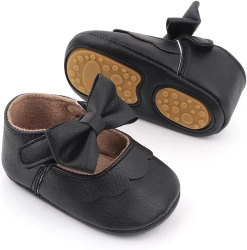 Miniatura 2 de Infant Baby Girls Mary Jane Shoes Non-Slip Rubber Sole Ballet Slippers Princess Dress Wedding Shoes Newborn Crib Shoes