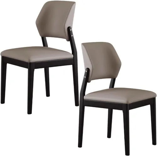 Miniatura 30 de YVYKFZD Wooden Dining Chairs Set, Leather Dining Room Chair, Upholstered Kitchen Chairs with Curved Backrest, Armless Living Room Chair, for Bedroom