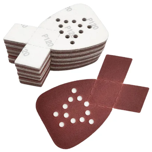 Miniatura 10 de 50 piezas de papel de lija de ratón con 2 puntas adicionales para reemplazo de detalles, almohadillas de lijadora de lijadora, 12 agujeros de gancho