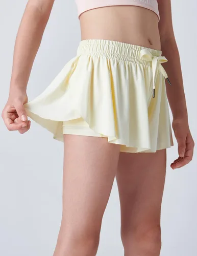 Miniatura 10 de Paquete de 3 pantalones cortos fluidos para niñas con forro de elastano, 2 en 1, faldas de mariposa para jóvenes, para fitness, correr, deportes