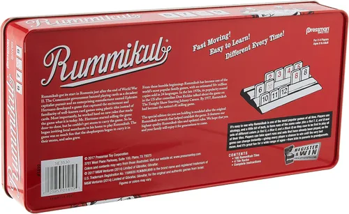 Miniatura 2 de Rummikub en lata retro - El juego original de fichas de Pressman Rojo, 12.7 cm
