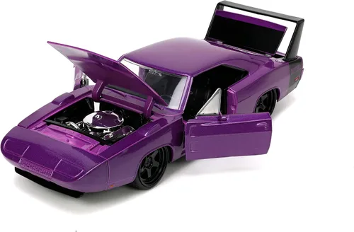 Miniatura 6 de Jada Toys Big Time Muscle 1:24 1969 Dodge Charger Daytona - Coche fundido a presión, color morado, juguetes para niños y adultos