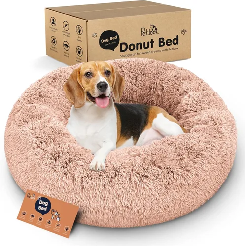 Miniatura 28 de Cama para perros con forma de dona, comodidad prémium para aliviar la ansiedad, diseño esponjoso y calmante con soporte ultra afelpado, acogedora