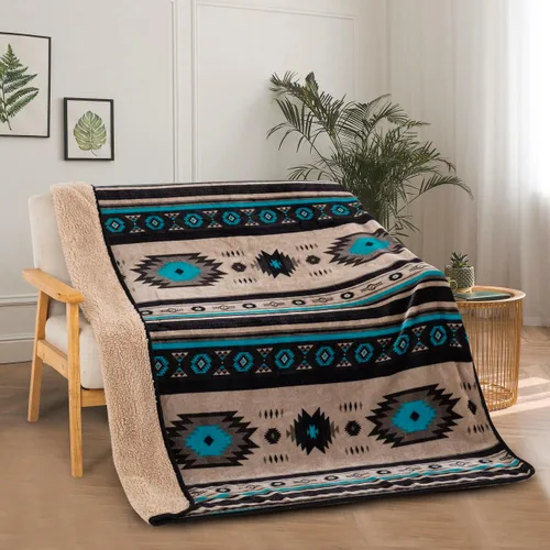 Miniatura 6 de Manta de forro polar Sherpa para sofá, manta suave y supersuave para sofá y silla, manta de felpa acogedora de doble cara de 50 x 60 pulgadas Azul