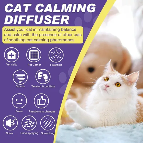 Miniatura 4 de Cat Calming Diffuser Refills, 8 Pack Pheromones for Cats Refill Long-Lasting 240-Day Supply Pheromone to Calm Cat Soothing Anxiety Stress 48