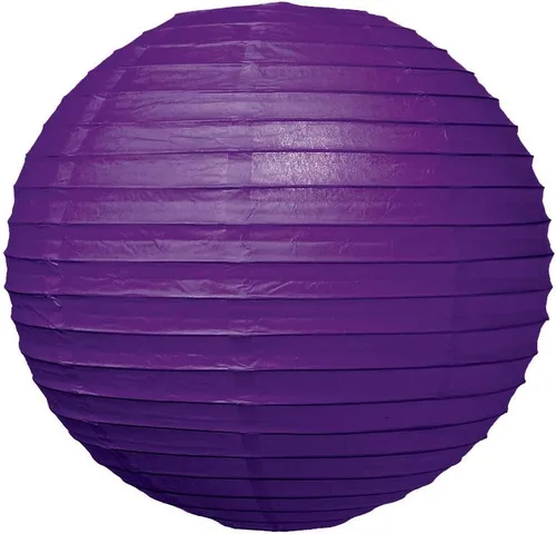 Luna Bazaar Farol de papel decorativo de alta calidad, (individual, 20 pulgadas, morado ciruela, acanalado paralelo), linterna de papel redonda,